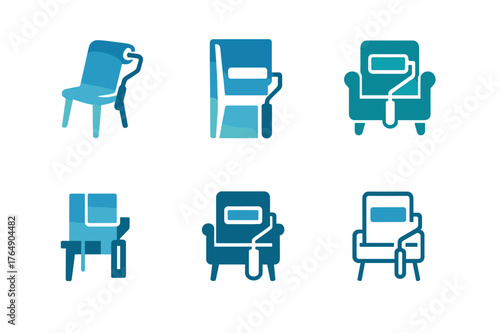 Furniture Paint Logos. Adding a fresh coat of paint to furniture. Set Logo of Adding a fresh coat of paint to furniture: Paint roller creating a gradient