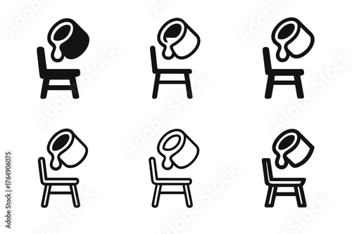 Furniture Paint Logo Variations. Adding a fresh coat of paint to furniture. Set Logo of Adding a fresh coat of paint to furniture: Open paint can