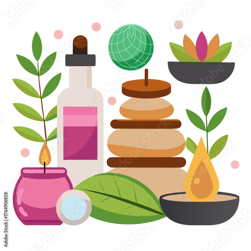 Wellness Spa Elements with white background