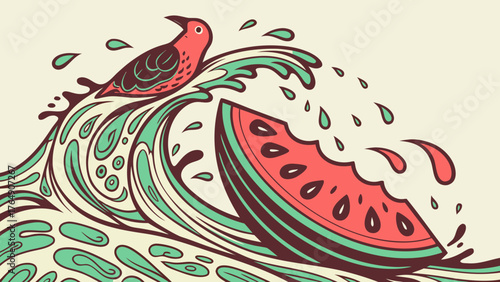 Peacock feather vector illustration with floral and ornamental design elements