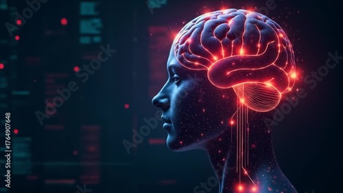 Artificial Intelligence Brain with Neural Network and Glowing Digital Connections