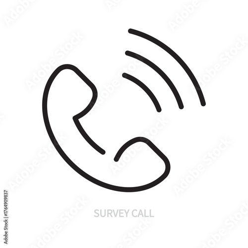 Survey call line icon. Phone, telephone, questionnaire symbol. Isolated on a white background. Editable stroke. Flat design. Vector illustration.