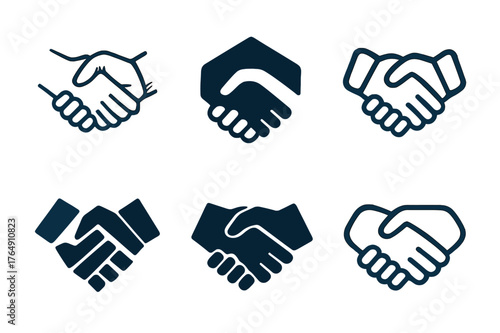 Employee Benefits Logos. Employee benefits. Set Logo of Employee benefits: Handshake agreement. harmonious logo variations of the same emblematic concept, each