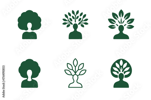 Mindful Tree Logos. Teachers integrating social-emotional learning in classrooms. Set Logo of Teachers integrating social-emotional learning in classrooms: