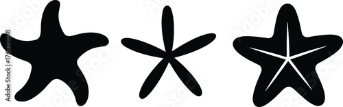 Silhouette starfish illustration, marine sea life design, ocean animal graphic, decorative aquatic shape, underwater nature symbol, tropical beach art element