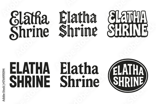 Elatha Shrine Lettering Variations. Elatha Shrine. Set lettering. harmonious lettering variations of the same emblematic concept, each with different artistic