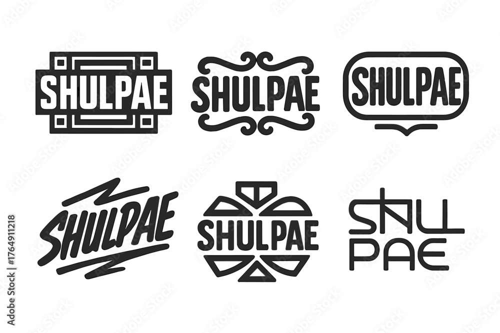 Obraz premium Shulpae Emblem Variations. Emblem of Shulpae. Set lettering. harmonious lettering variations of the same emblematic concept, each with different artistic