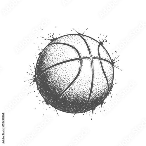 Vintage Stippled Basketball Illustration