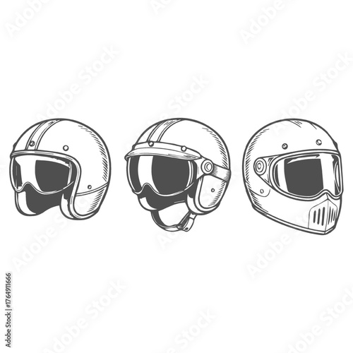 Motorcycle Helmets Collection Illustration