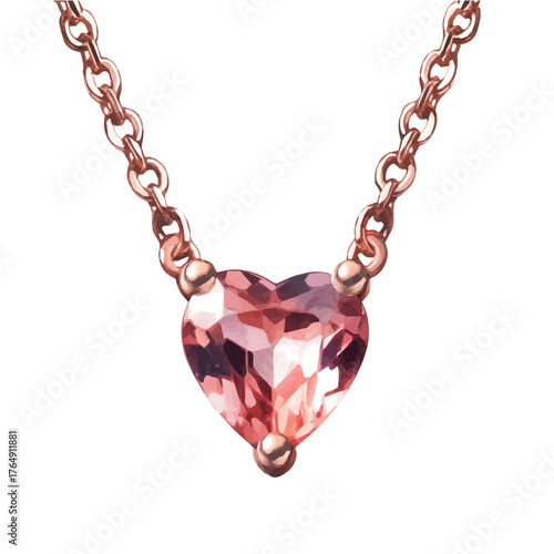watercolor of Morganite Necklace, vector, isolated on a white background.