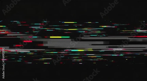 Dynamic Glitch Animation with Vibrant Horizontal Distortions Background