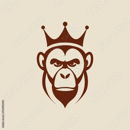 A ape silhouette style flat and minimal vector icon design illustration on a white background.
