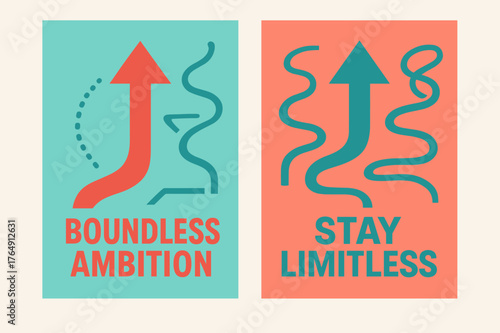 Boundless Ambition Banners. Boundless ambition. Two vertical A6 banners with safe margins, centered composition, no elements touching edges, modern, turquoise
