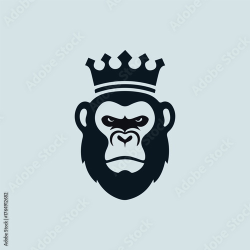 A ape silhouette style flat and minimal vector icon design illustration on a white background.
