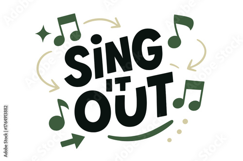 Bouncing Lyric Typography. Kinetic Typography ? Lyric Line. The phrase ?sing it out? bounces on an invisible baseline; music notes orbit the words. Letters