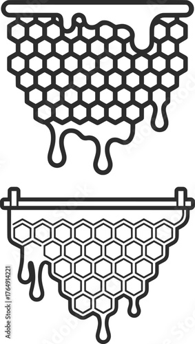 Honeycomb Dripping Icon Vector, Beehive Wax Design Outline Clipart.