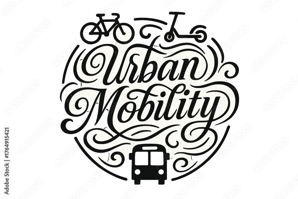 Obraz premium Urban Mobility Flourish. Flourish Lettering ? 