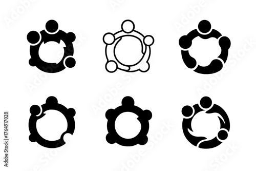 Diversity Logo Variations. Social impact of businesses. Set Logo of diversity inclusion circle: harmonious logo variations of the same emblematic concept, each