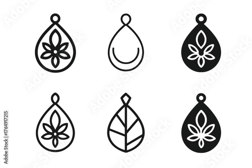 Handmade Jewelry Logos. handicraft markets. Set Logo of handmade jewelry pendant: harmonious logo variations of the same emblematic concept, each