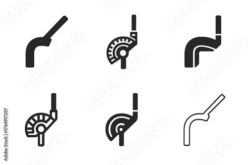 Electrician Logo Variations. Electricians working with wiring and systems. Set Logo of conduit work: bent conduit with bender tool. Icon set. harmonious logo