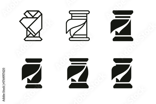 Fabric Craft Logo Variations. Fabric craftsmanship. Set Logo of Fabric craftsmanship: thread spool with cloth fold. harmonious logo variations of the same