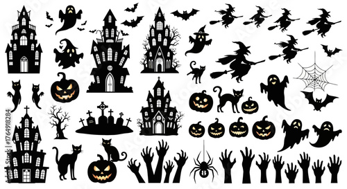 Halloween silhouette vector set for design use