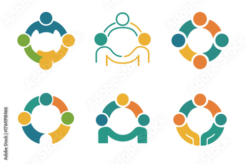 Diversity Logo Variations. Social impact of businesses. Set Logo of diversity inclusion circle: harmonious logo variations of the same emblematic concept, each