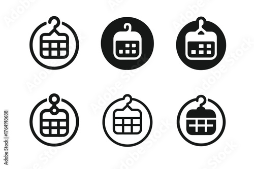 Calendar Logo Variations. Hanging calendars and planners for easy access. Set Logo of Hanging calendars and planners for easy access: circular planner with