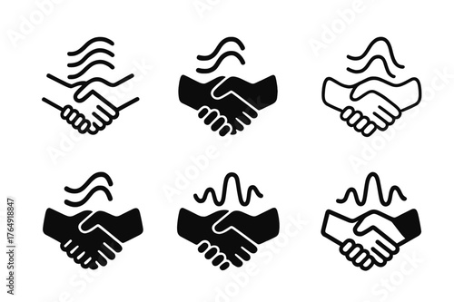 Communication Logo Variations. Developing interpersonal communication skills. Set Logo of Developing interpersonal communication skills: handshake forming