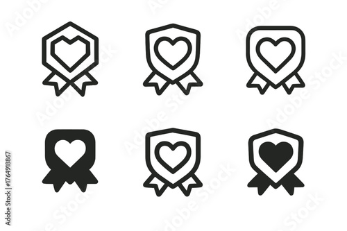Customer Loyalty Emblems. Sales strategies and client management. Set Logo of customer loyalty badge: harmonious logo variations of the same emblematic