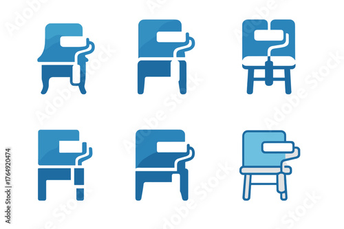 Furniture Paint Logos. Adding a fresh coat of paint to furniture. Set Logo of Adding a fresh coat of paint to furniture: Paint roller creating a gradient
