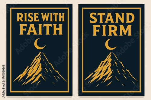 Resilient Faith Banners. Resilient Faith. Two vertical A6 banners with safe margins, centered composition, no elements touching edges, bold, navy and gold,