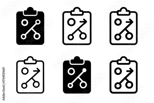 Team Dashboard Logos. Team performance dashboard. Set Logo of Team performance dashboard: tactics board with connected nodes. harmonious logo variations of the