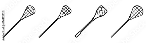 Tennis Racket Outline Icon Set - Vector for Sports, Games, and Tournaments