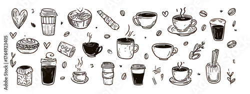 Hand-Drawn Coffee Doodles Illustration