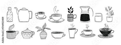 Hand-Drawn Coffee and Tea Elements