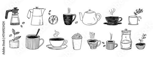 Hand-Drawn Coffee and Tea Elements