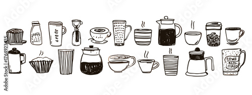 Hand-Drawn Coffee Items Illustration