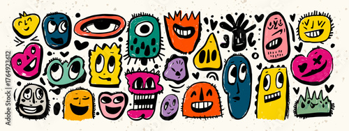 Colorful Abstract Faces with Various Expressions
