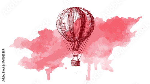 red hot air balloon isolated