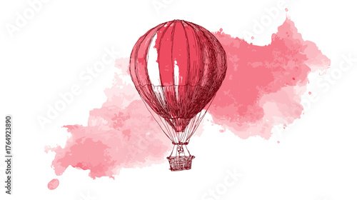 red hot air balloon isolated