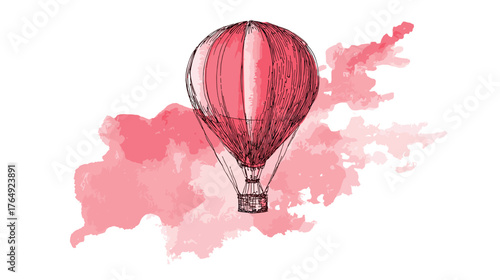 red hot air balloon isolated
