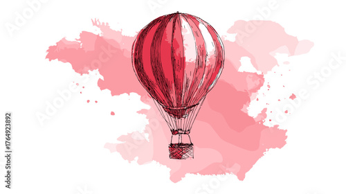 red hot air balloon isolated
