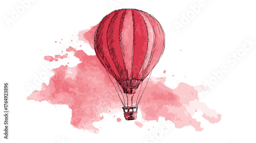 red hot air balloon isolated