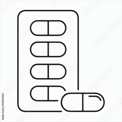 Pill icon, a symbol of medication, tablet, and pharmaceutical treatment, perfect for healthcare and wellness designs