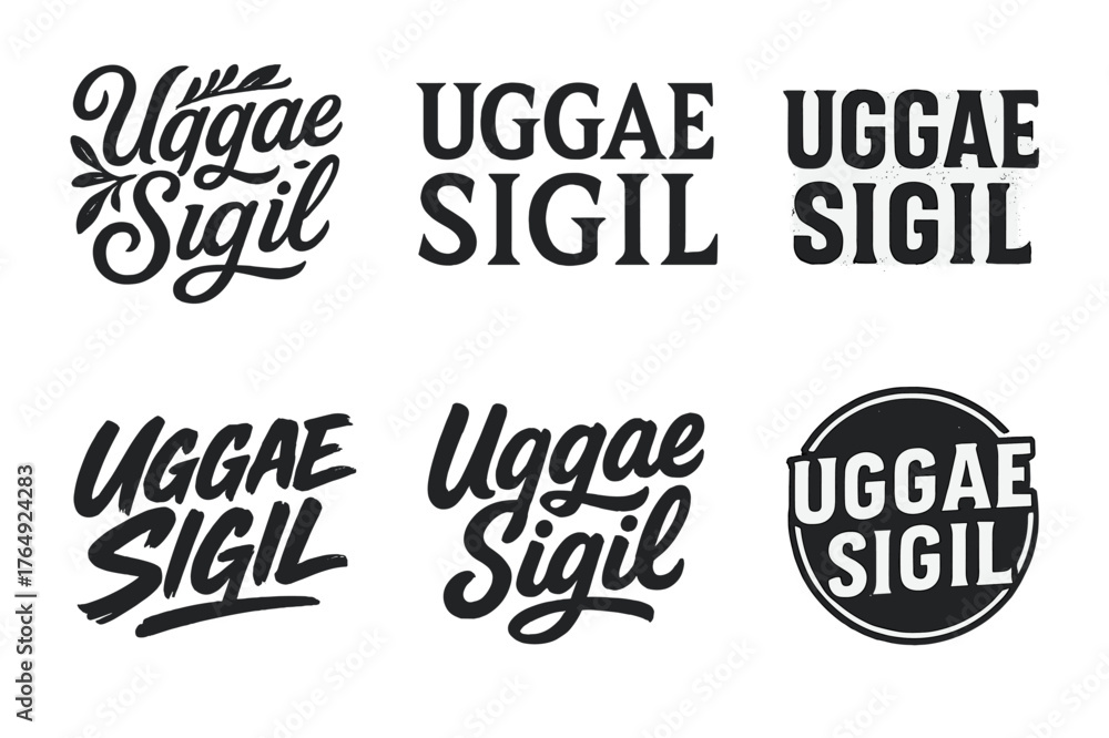 Fototapeta premium Uggae Sigil Variations. Uggae Sigil. Set lettering. harmonious lettering variations of the same emblematic concept, each with different artistic interpretation