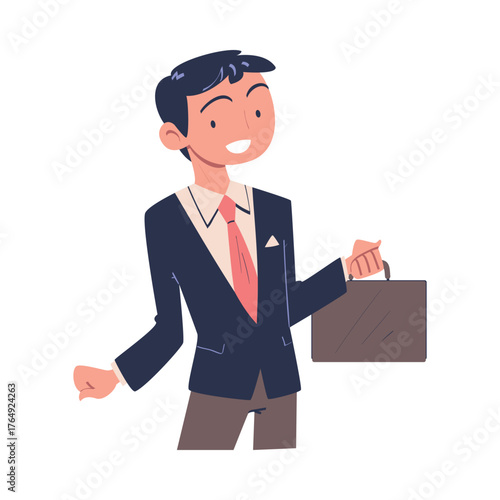 Man Office Worker rin Uniform Engaged in Professional Job Vector Illustration