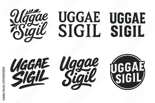 Uggae Sigil Variations. Uggae Sigil. Set lettering. harmonious lettering variations of the same emblematic concept, each with different artistic interpretation
