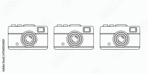 Camera icon photography, photo, picture, image, and snapshot concept vector illustration in outline style