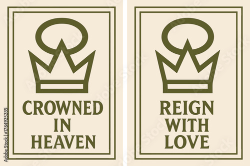 Celestial Coronation Banners. Celestial Coronation. Two vertical A6 banners with safe margins, centered composition, no elements touching edges, geometric,